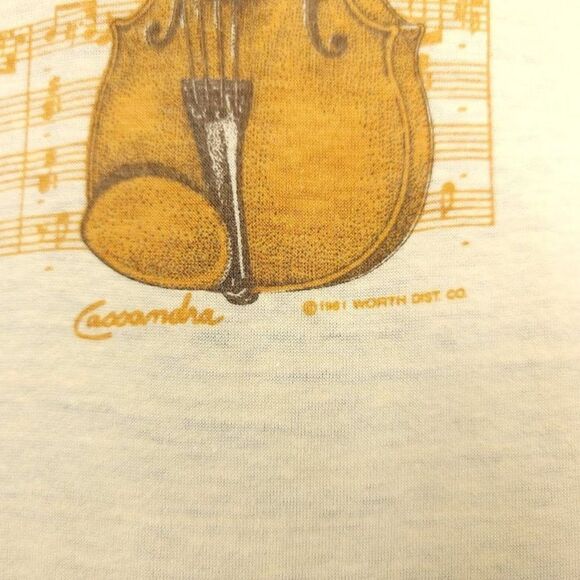 Viola T Shirt Vintage 80s Alto Violin String Instrument Sheet Music Made In USA - Picture 3 of 7
